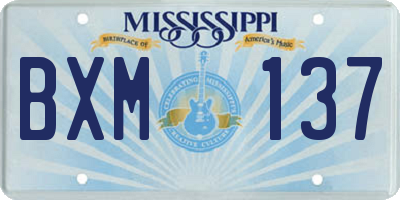 MS license plate BXM137