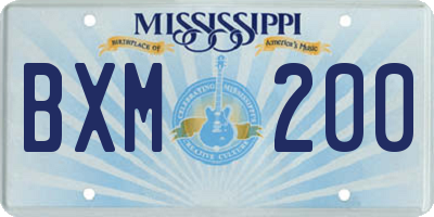 MS license plate BXM200
