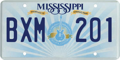 MS license plate BXM201