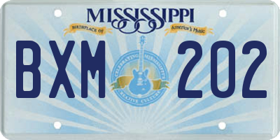 MS license plate BXM202