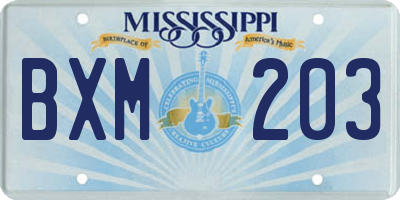 MS license plate BXM203