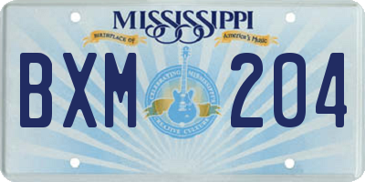 MS license plate BXM204
