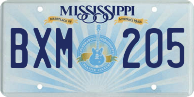 MS license plate BXM205