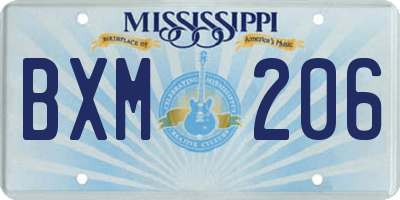 MS license plate BXM206