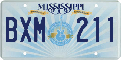 MS license plate BXM211