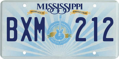 MS license plate BXM212