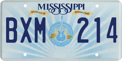 MS license plate BXM214