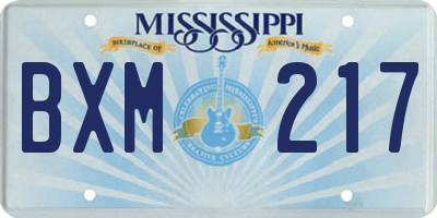MS license plate BXM217