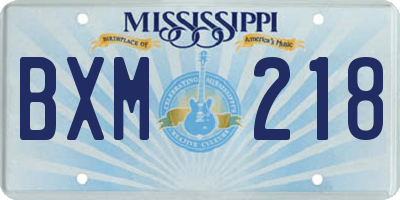 MS license plate BXM218