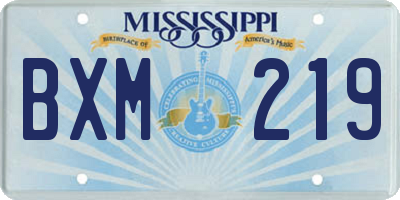 MS license plate BXM219