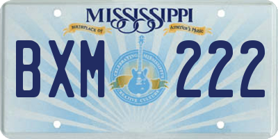 MS license plate BXM222
