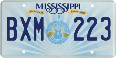MS license plate BXM223