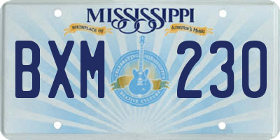 MS license plate BXM230