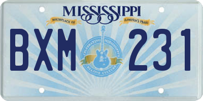 MS license plate BXM231