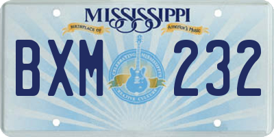 MS license plate BXM232
