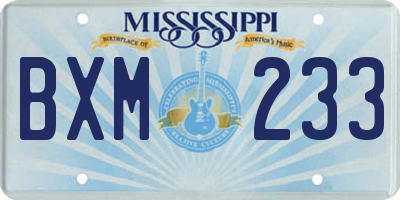MS license plate BXM233