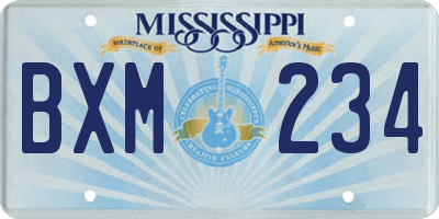 MS license plate BXM234