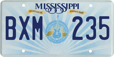 MS license plate BXM235