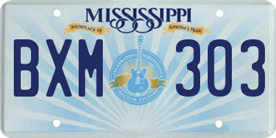 MS license plate BXM303