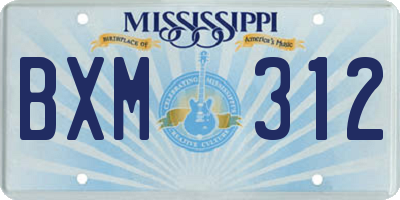 MS license plate BXM312