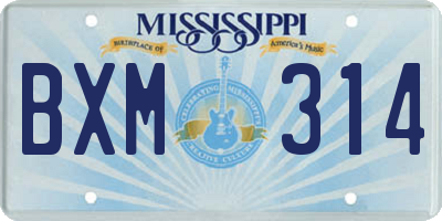 MS license plate BXM314