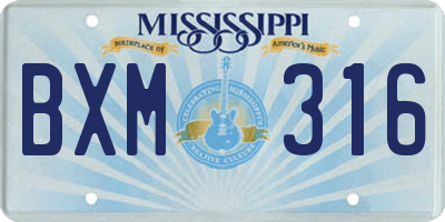 MS license plate BXM316