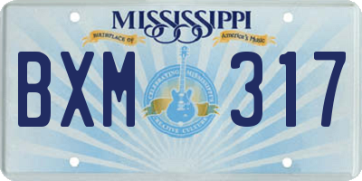 MS license plate BXM317