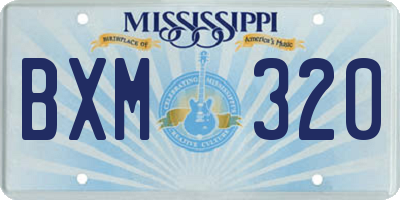MS license plate BXM320