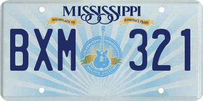 MS license plate BXM321