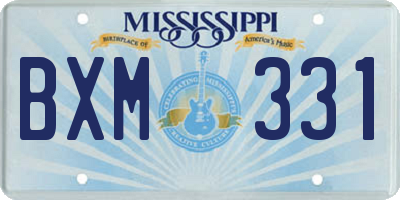 MS license plate BXM331