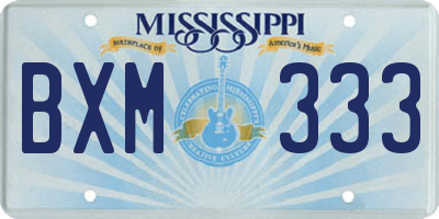 MS license plate BXM333