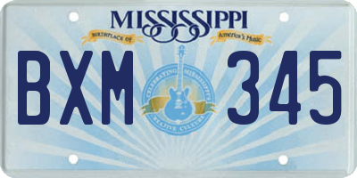 MS license plate BXM345