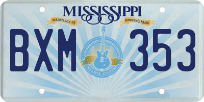 MS license plate BXM353
