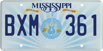 MS license plate BXM361