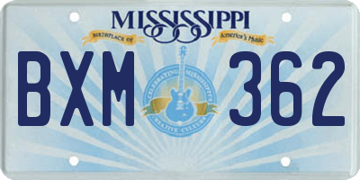 MS license plate BXM362