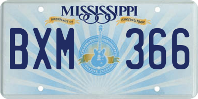 MS license plate BXM366