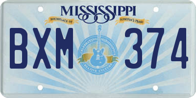 MS license plate BXM374