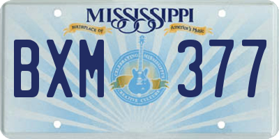 MS license plate BXM377