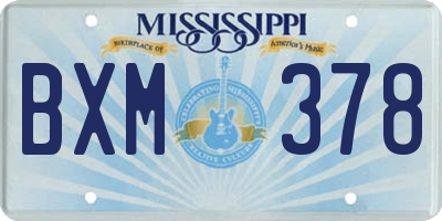 MS license plate BXM378