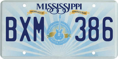 MS license plate BXM386