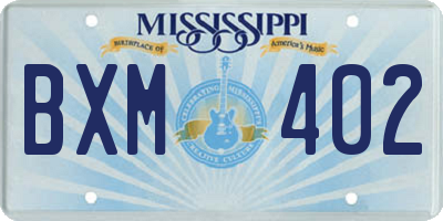 MS license plate BXM402