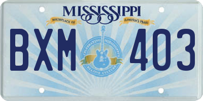 MS license plate BXM403