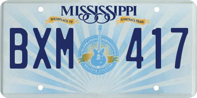 MS license plate BXM417