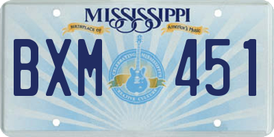 MS license plate BXM451