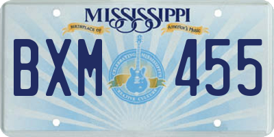 MS license plate BXM455