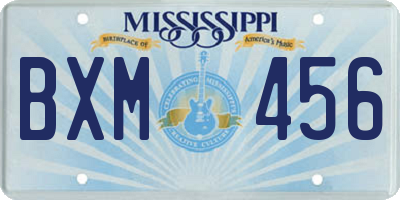 MS license plate BXM456
