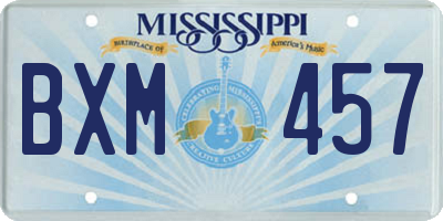 MS license plate BXM457