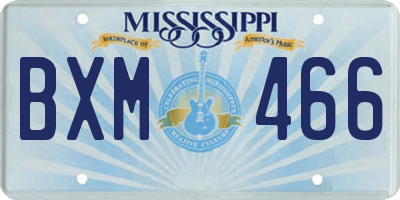 MS license plate BXM466