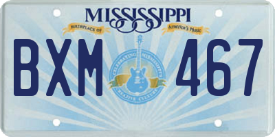 MS license plate BXM467