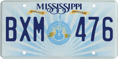 MS license plate BXM476